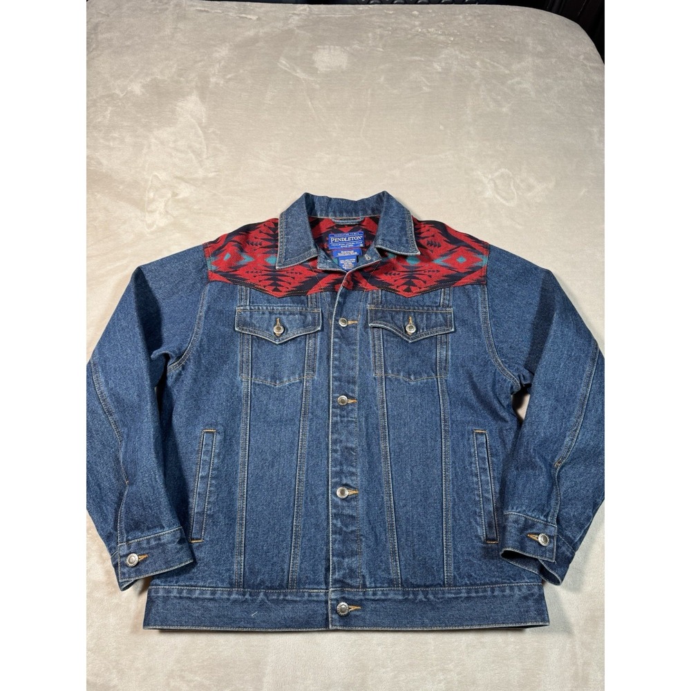 Pendleton Jacket Mens M Blue Denim Aztec Wool High Grade Western Wear Cowboy